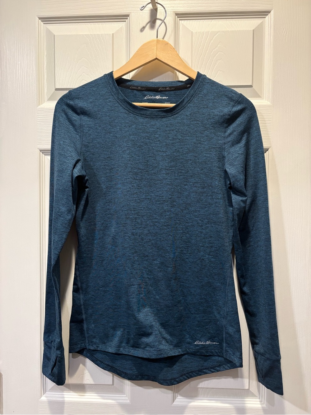 Eddie Bauer Women’s Long-Sleeve Crew Neck Activewear Shirt - Teal Blue